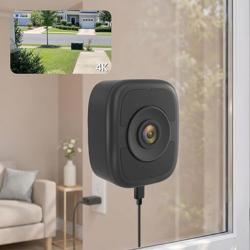 Hieasy 4K 8MP Window Camera for Home Security Indoor Magnetic Mount, No Drill 5GHz&2.4GHz WiFi, Includes 32GB SD Card,No Subscription Required,Color Night Vision, 24/7 AI Smart Detection Recording in Saudi Arabia