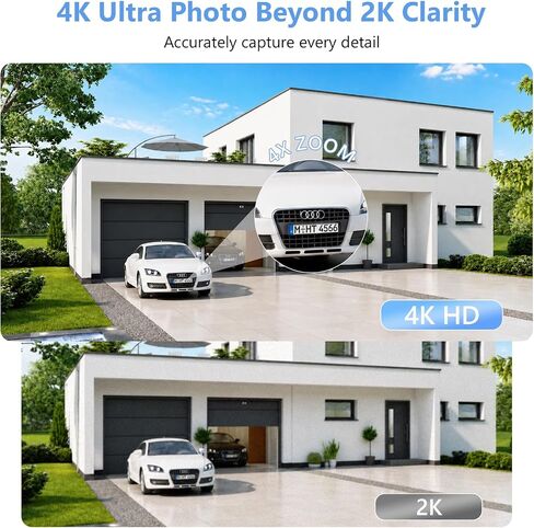 Hieasy 4K 8MP Window Camera for Home Security Indoor Magnetic Mount, No Drill 5GHz&2.4GHz WiFi, Includes 32GB SD Card,No Subscription Required,Color Night Vision, 24/7 AI Smart Detection Recording in Saudi Arabia