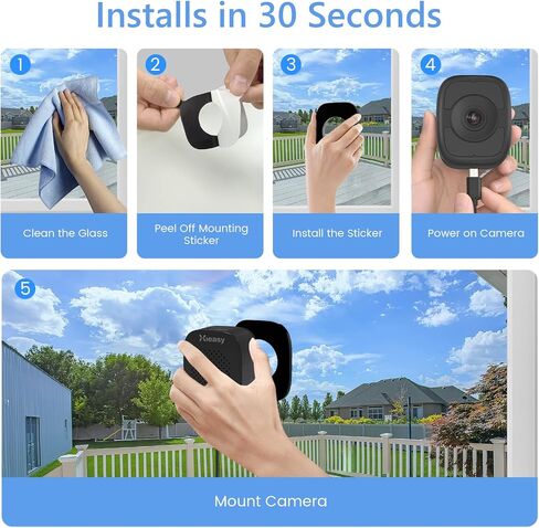 Hieasy 4K 8MP Window Camera for Home Security Indoor Magnetic Mount, No Drill 5GHz&2.4GHz WiFi, Includes 32GB SD Card,No Subscription Required,Color Night Vision, 24/7 AI Smart Detection Recording in Saudi Arabia