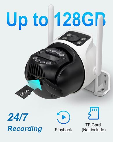 6MP Dual Lens Outdoor Security Camera Outdoor, WiFi Home Surveillance Camera, 2.4GHz Wireless, PTZ, 355°Pan, 90°Tilt, Human Detection & Auto Tracking, 2-Way Audio, IP66, Night Vision, 24/7 recording in Saudi Arabia