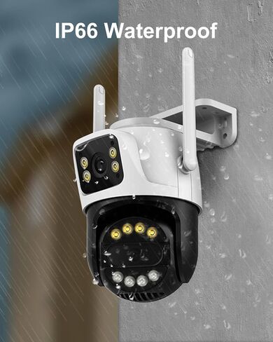 6MP Dual Lens Outdoor Security Camera Outdoor, WiFi Home Surveillance Camera, 2.4GHz Wireless, PTZ, 355°Pan, 90°Tilt, Human Detection & Auto Tracking, 2-Way Audio, IP66, Night Vision, 24/7 recording in Saudi Arabia