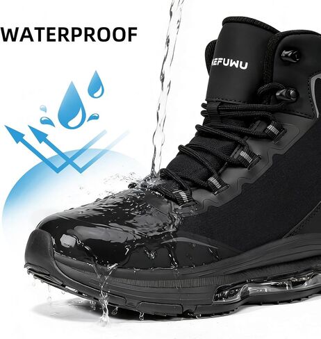 Military Tactical Boots for Women 6 Inch(8.5 Women,Glossy Black) | Waterproof Side-Zip Cushion Lightweight Durable Work Hiking Shoes in Saudi Arabia
