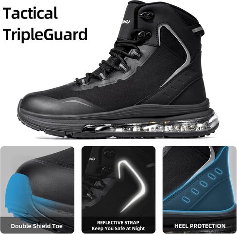 Military Tactical Boots for Women 6 Inch(8.5 Women,Glossy Black) | Waterproof Side-Zip Cushion Lightweight Durable Work Hiking Shoes in Saudi Arabia
