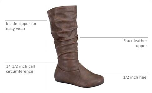 Wells Collection Womens Boots Soft Slouchy Flat to Low Heel Under Knee High, Brown PU, 8.5 in Saudi Arabia