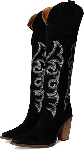 Dingo Womens Primadonna Embroidered Snip Toe Zippered Casual Boots Over the Knee High Heel 3" & Up - Orange in Saudi Arabia