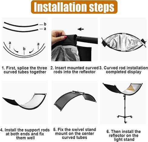 Clamshell Light Reflector Diffuser with Rolling Stand and Carrying Bag, 70"x24"/180x60cm Photography Curved Lighting Reflector for Photo Studio Photography with White/Gold/Silver/Black Colors in Saudi Arabia