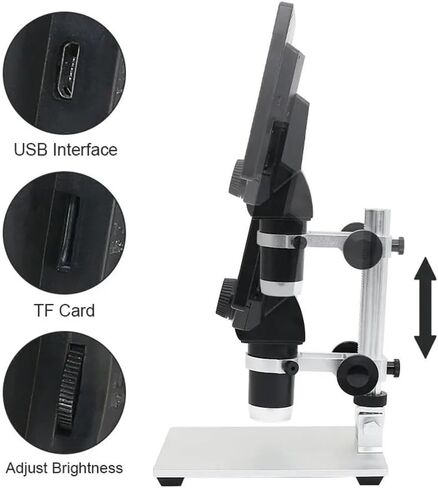 Microscope 7" LCD Digital Microscope 1200X Portable Video Microscope 12MP for Soldering Electronic PCB Inspection Continuous Zoom, AC Without Battery in Saudi Arabia