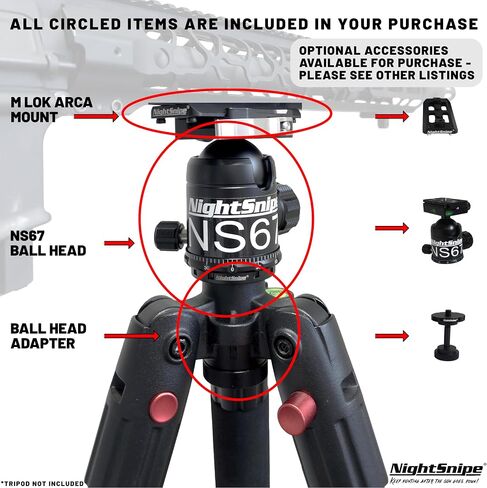 BOG DeathGrip Ball Head Conversion Kit | Ball Head Adapter + Arca-Swiss M LOK Mount + NS67 Ball Head | for use with BOG DeathGrip Tripod in Saudi Arabia