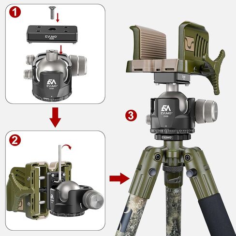 Used - 39.99 EVUMO Ball Head Conversion Kit for BOG DeathGrip Tripod, 6061-T6 Aluminum Ball Head Converter Adapter and Arca Swiss Saddle Mount Plate Complete Kit Combo for BOG Shooting Tripod in Saudi Arabia