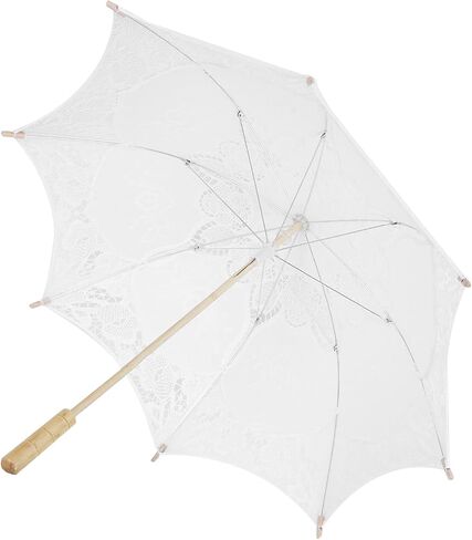 Vintage Lace Parasol, Portable Versatile Wedding Bridal Umbrella Photograph Parasol for Tea Party Decorations Wedding Supplies (Beige) in Saudi Arabia