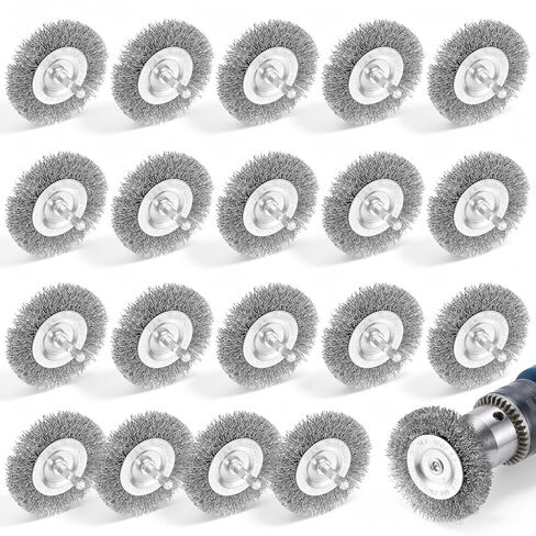20pcs Wire Wheel for Drill, 3 Inch Stainless Steel Wire Brush for Drill Kit with 1/4-Inch Hex Shank, Drill Brush Kit for Rust Removal & Surface Cleaning, Wheel Brush Set for Metal Wood Paint Stripping in Saudi Arabia