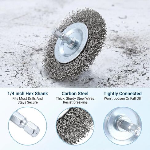 20pcs Wire Wheel for Drill, 3 Inch Stainless Steel Wire Brush for Drill Kit with 1/4-Inch Hex Shank, Drill Brush Kit for Rust Removal & Surface Cleaning, Wheel Brush Set for Metal Wood Paint Stripping in Saudi Arabia