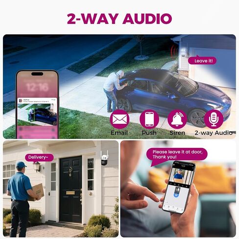 xmartO 16CH 10Pcs 6MP Tri-Lens PTZ Security Camera System, 16CH 4K WiFi 6 Mesh NVR with 1TB NVR, 3-View/Cam, Long Range Wireless, Plug-in 24/7 Home Surveillance, AI Detection, No Monthly Fees in Saudi Arabia