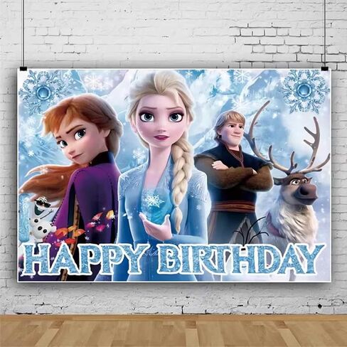 Frozen Birthday Party Decorations,Happy Birthday Banner Backdrop for Birthday Party Supplies in Saudi Arabia