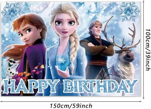 Frozen Birthday Party Decorations,Happy Birthday Banner Backdrop for Birthday Party Supplies in Saudi Arabia
