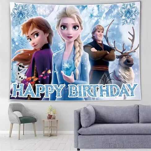 Frozen Birthday Party Decorations,Happy Birthday Banner Backdrop for Birthday Party Supplies in Saudi Arabia