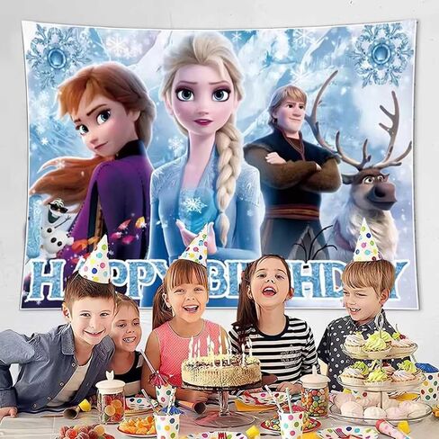 Frozen Birthday Party Decorations,Happy Birthday Banner Backdrop for Birthday Party Supplies in Saudi Arabia