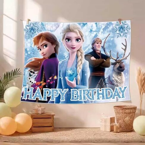 Frozen Birthday Party Decorations,Happy Birthday Banner Backdrop for Birthday Party Supplies in Saudi Arabia