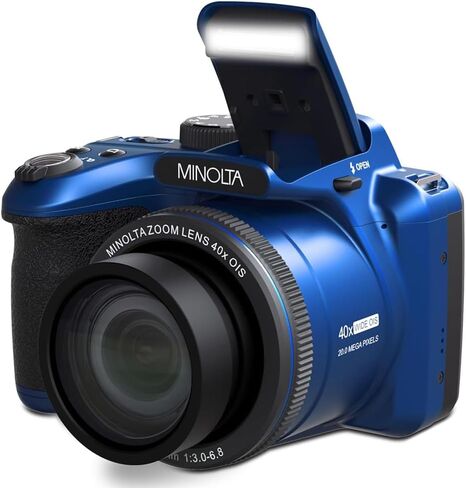 Minolta MN40Z-BL 20 MP / 1080P FHD Bridge Camera with 40x Optical Zoom Blue Bundle with Deco Photo Camera Bag for DSLR and Mirrorless Cameras Small and Lexar 64GB Memory Card Blue Series, E1MIMN40ZBL in Kuwait