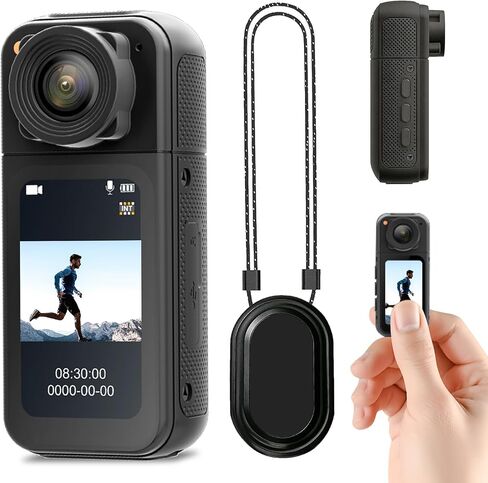Mini Body Camera, Wearable POV Action Cam for Vlogging, Sports | 180° Rotating Lens, 1080P HD Audio and Video Recording,1.47" color screen, Magnetic Mount, Thumb-Size for Outdoor, Pets in Saudi Arabia