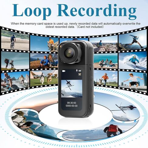 Mini Body Camera, Wearable POV Action Cam for Vlogging, Sports | 180° Rotating Lens, 1080P HD Audio and Video Recording,1.47" color screen, Magnetic Mount, Thumb-Size for Outdoor, Pets in Saudi Arabia
