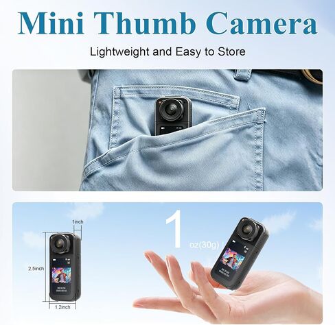 Mini Body Camera, Wearable POV Action Cam for Vlogging, Sports | 180° Rotating Lens, 1080P HD Audio and Video Recording,1.47" color screen, Magnetic Mount, Thumb-Size for Outdoor, Pets in Saudi Arabia