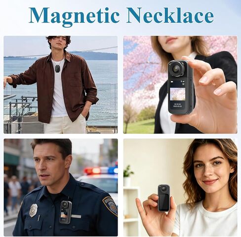 Mini Body Camera, Wearable POV Action Cam for Vlogging, Sports | 180° Rotating Lens, 1080P HD Audio and Video Recording,1.47" color screen, Magnetic Mount, Thumb-Size for Outdoor, Pets in Saudi Arabia