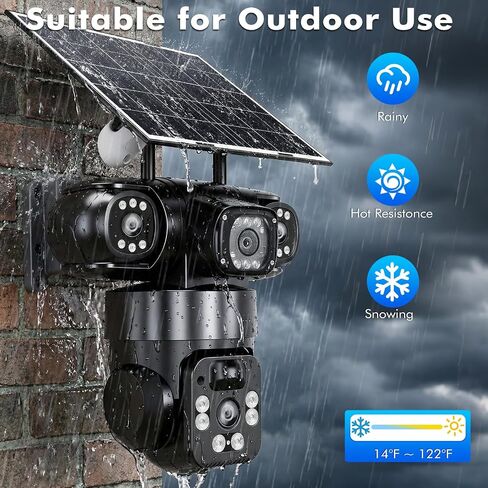 KEPEAK Solar Security Camera Outdoor Wireless, Triple-Lens WiFi Camera 2.4G, Battery Powered Outdoor Camera Wireless, Color Night Vision, PIR Human Detection, 2-Way Talk for Home Yard Garage in Saudi Arabia