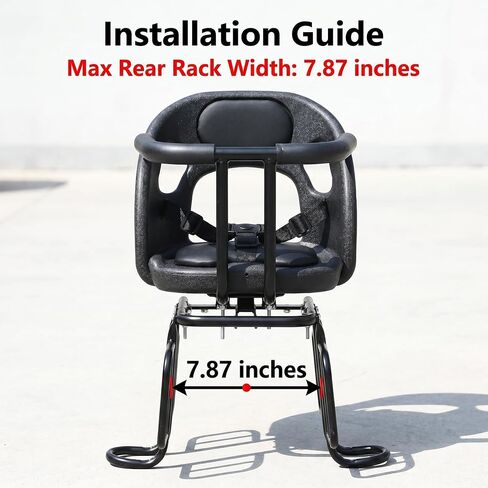 Kids Bike Seat with Reflective Tape for Baby 18 Months to 8 Years Old | Rear Toddler Bike Seat With Surround Rail & Ergonomic Backrest for All-Day Family Fun,Weight 55 lbs Fits Most Bikes in Saudi Arabia
