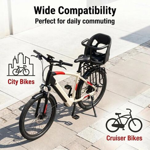 Kids Bike Seat with Reflective Tape for Baby 18 Months to 8 Years Old | Rear Toddler Bike Seat With Surround Rail & Ergonomic Backrest for All-Day Family Fun,Weight 55 lbs Fits Most Bikes in Saudi Arabia