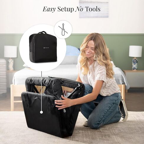 Kinderkraft Cami 3 in 1 Convertible Travel Cot Black | 2 level bassinet and toddler cot, includes rigid support base plate, ultralight 12.8 lbs, 5 sec fold with backpack in Saudi Arabia