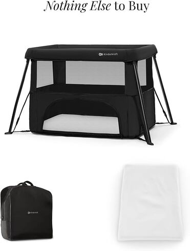 Kinderkraft Cami 3 in 1 Convertible Travel Cot Black | 2 level bassinet and toddler cot, includes rigid support base plate, ultralight 12.8 lbs, 5 sec fold with backpack in Saudi Arabia