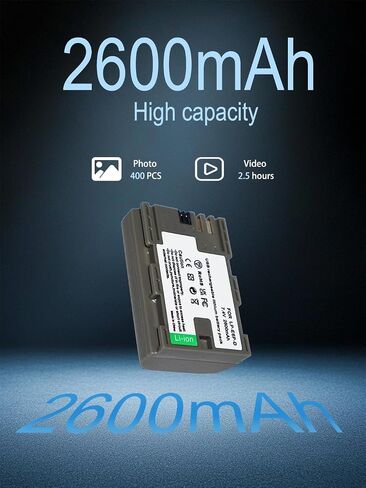 بطارية Egoway 2600 مللي أمبير LP-E6NH متوافقة مع Canon EOS R8، R7، R6، R5، R5 Mark II، R، 5D III IV، 5DS، 6D، 6D II، 7D، 80D، 90D (متوافقة بنسبة 100٪ مع النسخة الأصلية) | متوافق مع Canon EOS R8، R7، R6، R5، R5 Mark II، R، 5D III IV، 5DS، 6D، 6D II، 7D، 80 in Kuwait