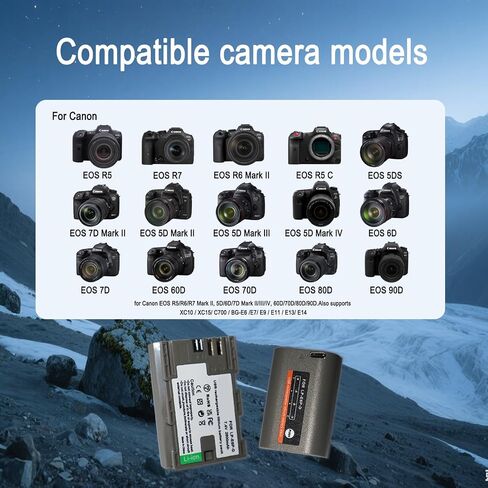 بطارية Egoway 2600 مللي أمبير LP-E6NH متوافقة مع Canon EOS R8، R7، R6، R5، R5 Mark II، R، 5D III IV، 5DS، 6D، 6D II، 7D، 80D، 90D (متوافقة بنسبة 100٪ مع النسخة الأصلية) | متوافق مع Canon EOS R8، R7، R6، R5، R5 Mark II، R، 5D III IV، 5DS، 6D، 6D II، 7D، 80 in Kuwait