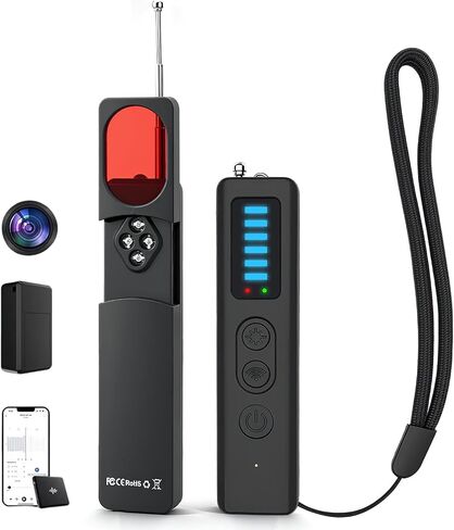 أجهزة كشف الكاميرا الخفية - كاشف الكاميرا المتقدم 2025، كاشف GPS للجهاز المخفي، كاشف الأخطاء، كاشف الكاميرا للفنادق، السفر، المكتب، 5 مستويات حساسية (أسود) in Kuwait
