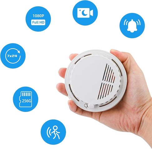 Handcrafted DIY Smoke Detector Camera 150° Wide Angle Hidden Camera, 1080P Full HD/App Control, Night Vision/Motion Detection/SD Storage/2.4G WiFi for Nanny Cam Indoor Security in Saudi Arabia