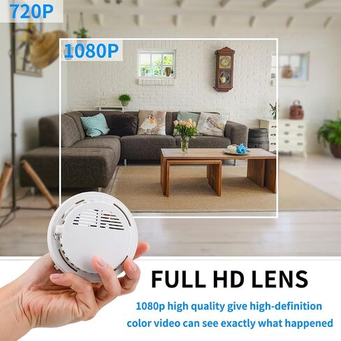 Handcrafted DIY Smoke Detector Camera 150° Wide Angle Hidden Camera, 1080P Full HD/App Control, Night Vision/Motion Detection/SD Storage/2.4G WiFi for Nanny Cam Indoor Security in Saudi Arabia