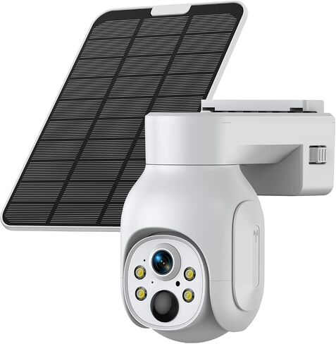 Camcamp 2K Dual Lens Solar Security Camera Wireless Outdoor, Auto Tracking | 355° Pan PTZ, Color Night Vision, Spotlight and Siren, 2-Way Talk, PIR Detection, IP66, No Monthly Fee for Home Security in Saudi Arabia