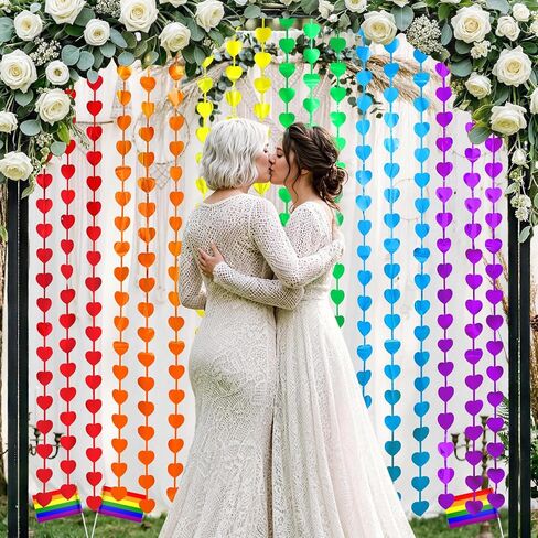 Rainbow Party Decorations, 2 Pack Rainbow Heart Party Supplies | 3.3 x 6.6ft Foil Fringe Curtains, Rainbow-Themed Streamers Photo Booth Props Backdrop for Birthday Kindergarten Cartoon Party in Saudi Arabia