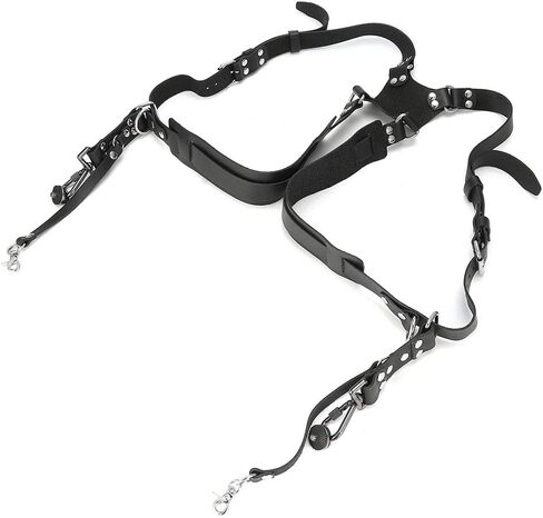 Dual Camera Harness Strap, Adjustable Leather Dual Harness Strap with Buckle Clips for Professional DSLR Photography in Saudi Arabia