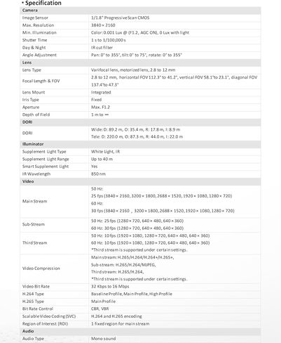 DS-2CD2787G3T-LIZSY 4K POE IP Camera Color-Vu Motorized 2.8-12MM Lens | 130ft Night Vision Anti-Corrosion Design WDR H.265+ Human and Vehicle Detection Work with Ⲏіkconnect in Saudi Arabia