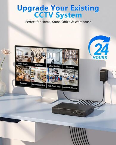 8CH 1080P H.265+ Security DVR Recorder for Wired CCTV Surveillance Cameras, 5-in-1 Hybrid AHD/TVI/CVI/CVBS/IP, HDMI/VGA Output, Remote Access (No Hard Drive) in Saudi Arabia