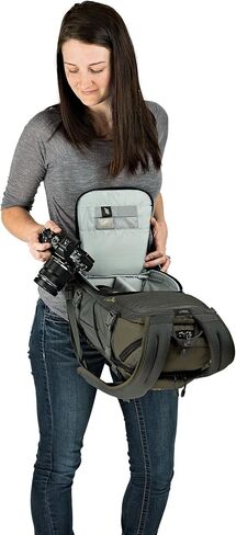 Lowepro LP37014-PWW, Flipside Trek BP 250 AW Backpack for Camera with ActiveZone Suspension System, Tablet Compartment, Grey/Dark Green in Kuwait