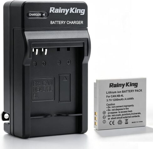Rainy King NB-4L Battery + Charger for Canon PowerShot SD30, SD40, SD200, SD300, SD400, SD430, SD450, SD600, SD630, SD750, SD780 is, SD940 is,SD960 is, SD1000, SD1100 is, SD1400 is, TX1 in Saudi Arabia