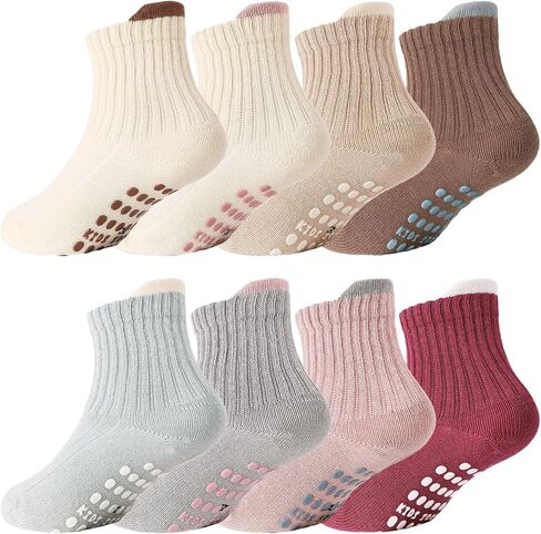 8 Pair Baby Non Slip Grip Ankle Socks with Grippers | Toddler Grip Socks for 1-3 Years Old Toddler Boys Girls in Kuwait