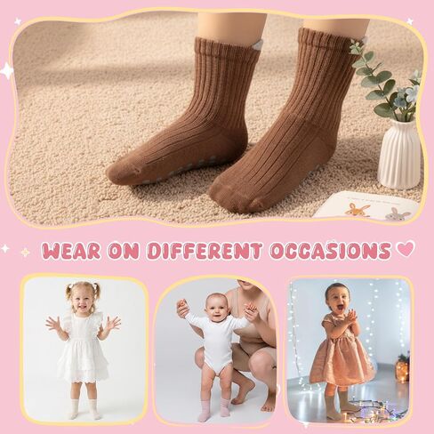 8 Pair Baby Non Slip Grip Ankle Socks with Grippers | Toddler Grip Socks for 1-3 Years Old Toddler Boys Girls in Kuwait
