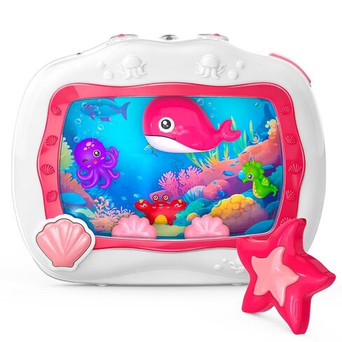 Baby Aquarium Toy Sleep Soother, Tummy Time Toys & Crib Toy, Sea Animal Sensory Musical Crib Soother for 6 Months, Dream Baby Soother with Light & Soothing Sound for Crib Car Seat Travel, Blue in Saudi Arabia