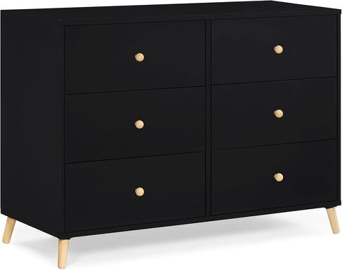 Delta Children Essex 6 Drawer Dresser, Black/Natural in Kuwait
