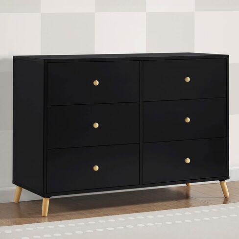 Delta Children Essex 6 Drawer Dresser, Black/Natural in Kuwait