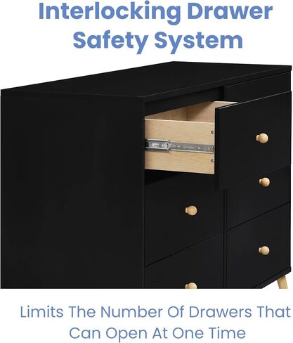 Delta Children Essex 6 Drawer Dresser, Black/Natural in Kuwait